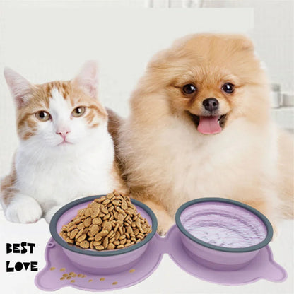 Foldable Silicone Double Food Bowls